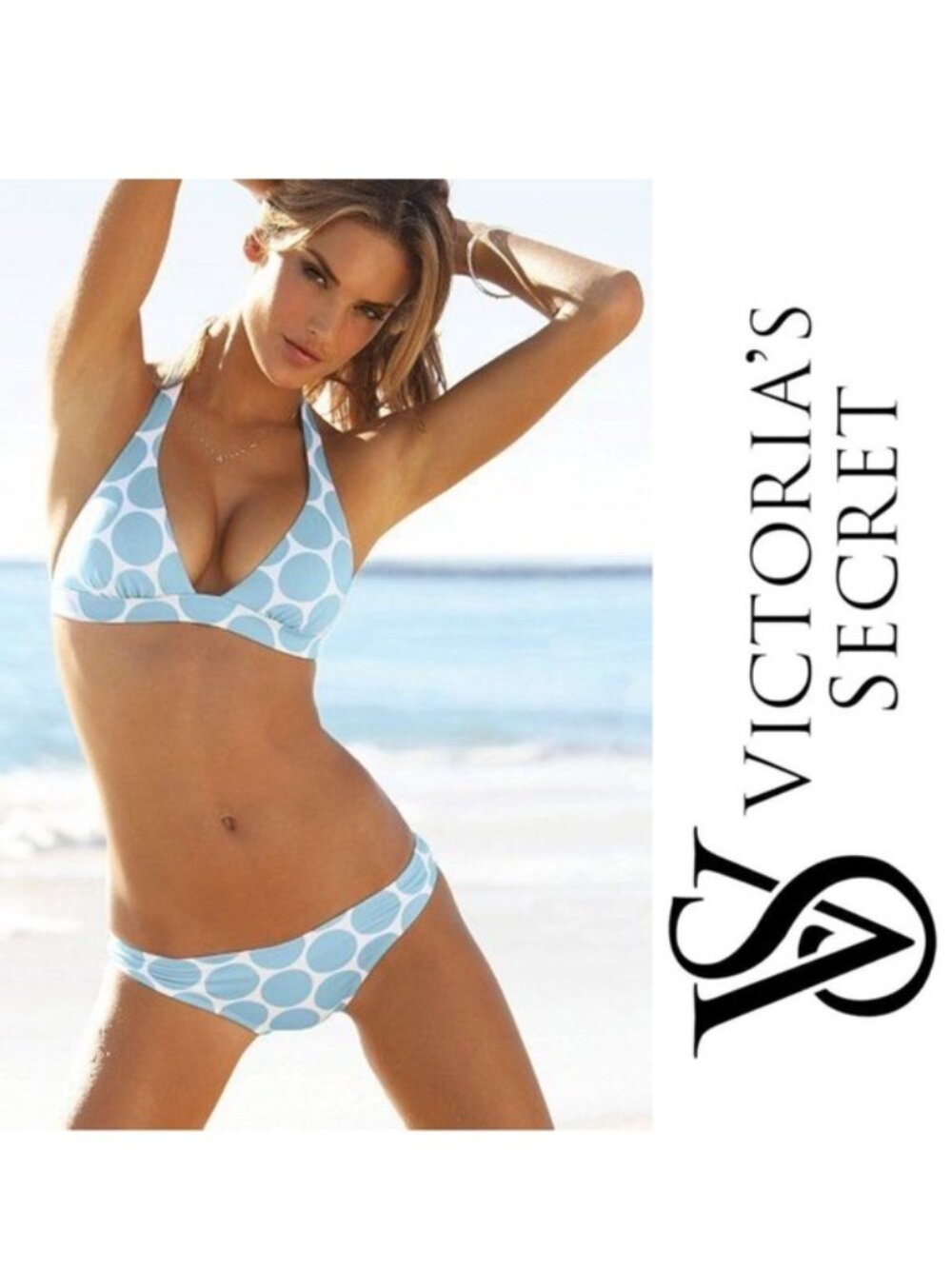 Victoria's Secret | Blue and White Two Piece Triangle Bikini Set | Size Medium